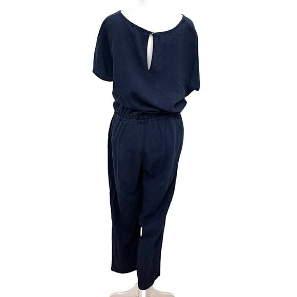 J.Crew Linen Blend V-Neck Relaxed Jumpsuit Playsuit Preppy Navy Blue size Small - Picture 6 of 11